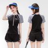 Costume da Bagno da Donna Costume da Bagno Sportivo a Manica Corta Patchwork per Piscina e Spiaggia Costume da Bagno Due Pezzi con Pantaloncini