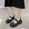 Small Leather Shoes Female Fashion Retro British Style Platform Walking Shoes Outdoor Casual Shoes