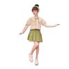 Girls Summer Fashion Two Piece Set Cute Peter Pan Collar Short Sleeve Top And Skirt Trendy Kids Clothing