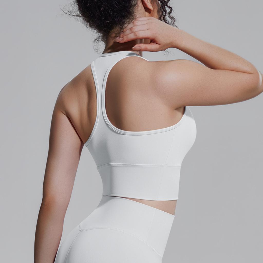 Solid Color Racer Shape Back Tight Breathable Sports Bra Running Fitness Yoga Wear Vest Top For Women
