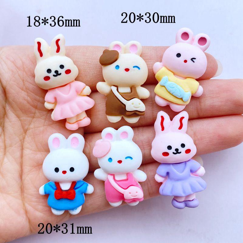 10Pcs New Cute Mini Cartoon Rabbit, Flat Back Resin Cabochons Scrapbooking DIY Jewelry Craft Decoration Accessorie
