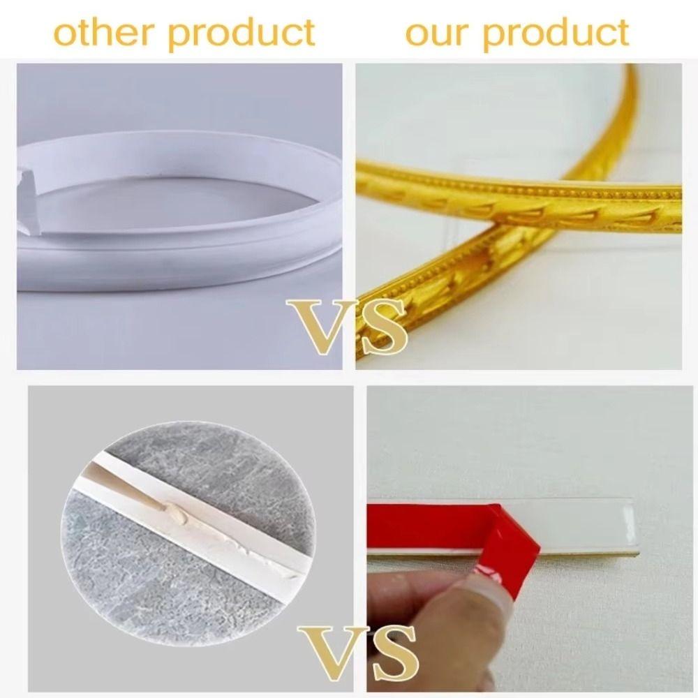 1mx12mm Wall Decorative Line Faux Embossed Self-adhesive Home Decorative Trim Waterproof 3D Ceiling Baseboard