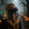 Mesh Bow Hair Clip Halloween Bat Spring Clips, Black White Lace Spider Web Unique Hairpin Barrettes, Gothic Dark Style for Women Cosplay Costume