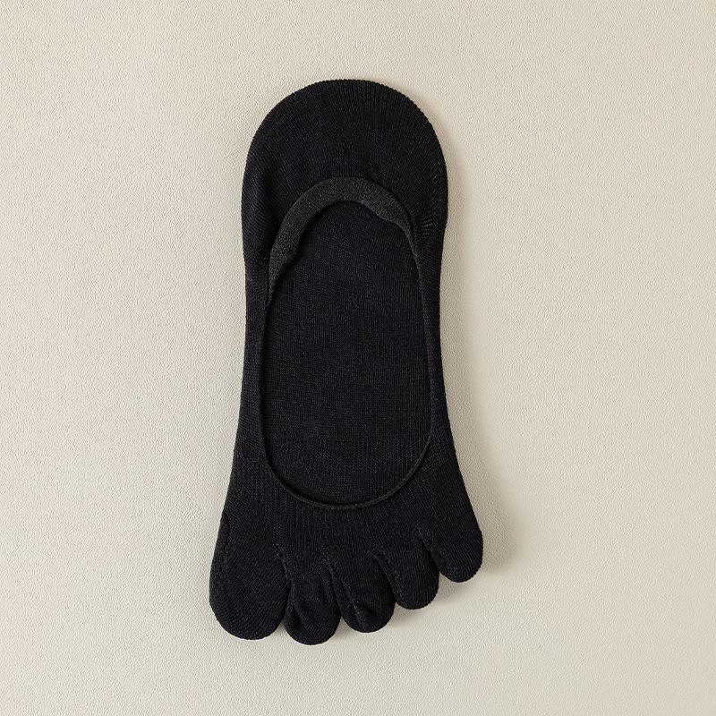 Summer Non-Slip Five-Toe Ankle Socks - Thin, Low-Cut, Invisible, Boneless Cotton Toe Separators One Size чёрный