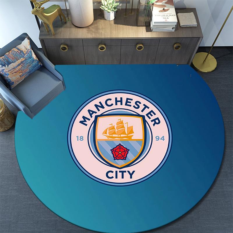 Man City Round Area Rug,Carpet Rug for Living Room Bedroom Sofa Playroom Decor,Non-slip Floor Mat