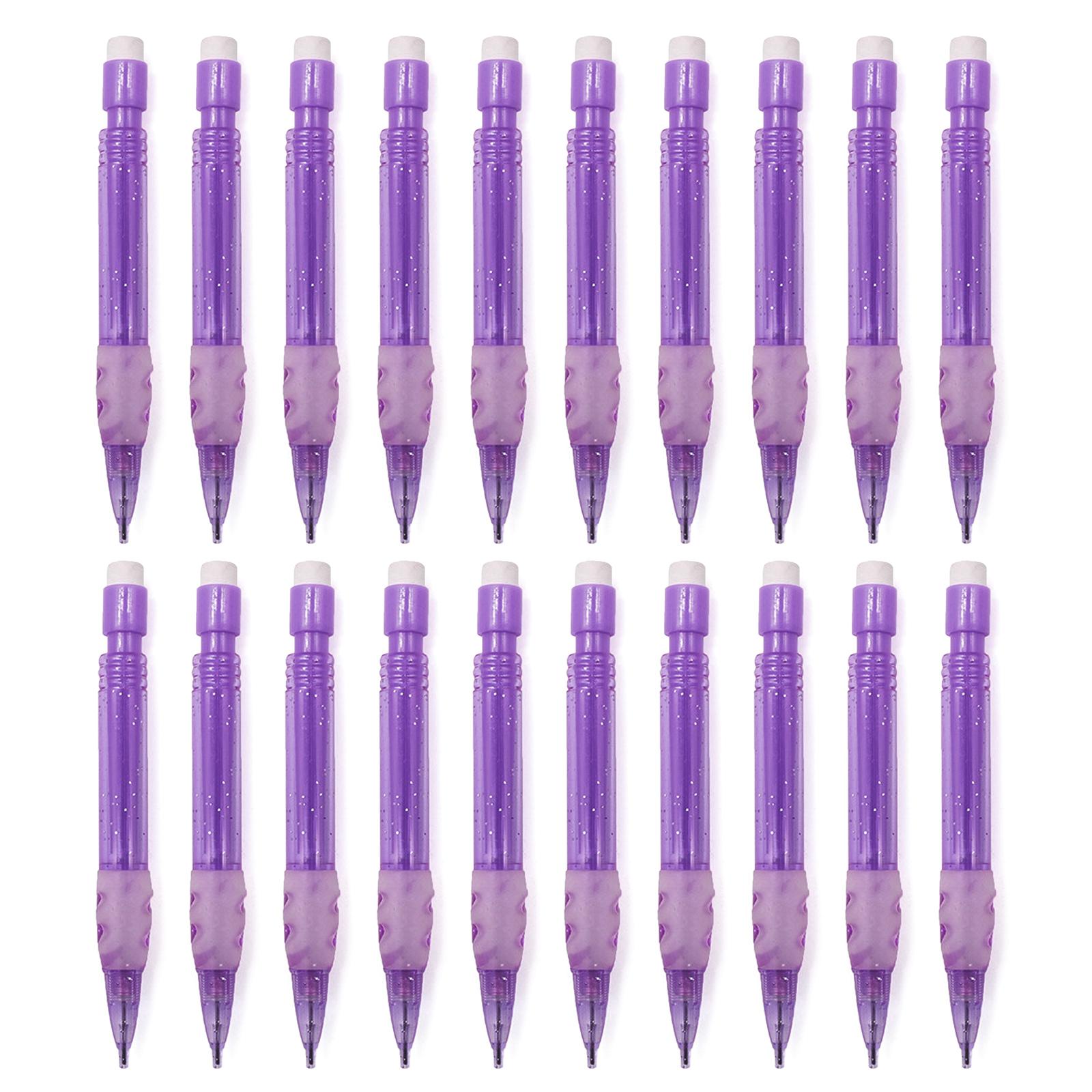 

20 шт. Маленький механический карандаш 0,7 мм Короткий автоматический карандаш для рисования с маленьким ластиком для письма, рисования, эскизов фиолетовый