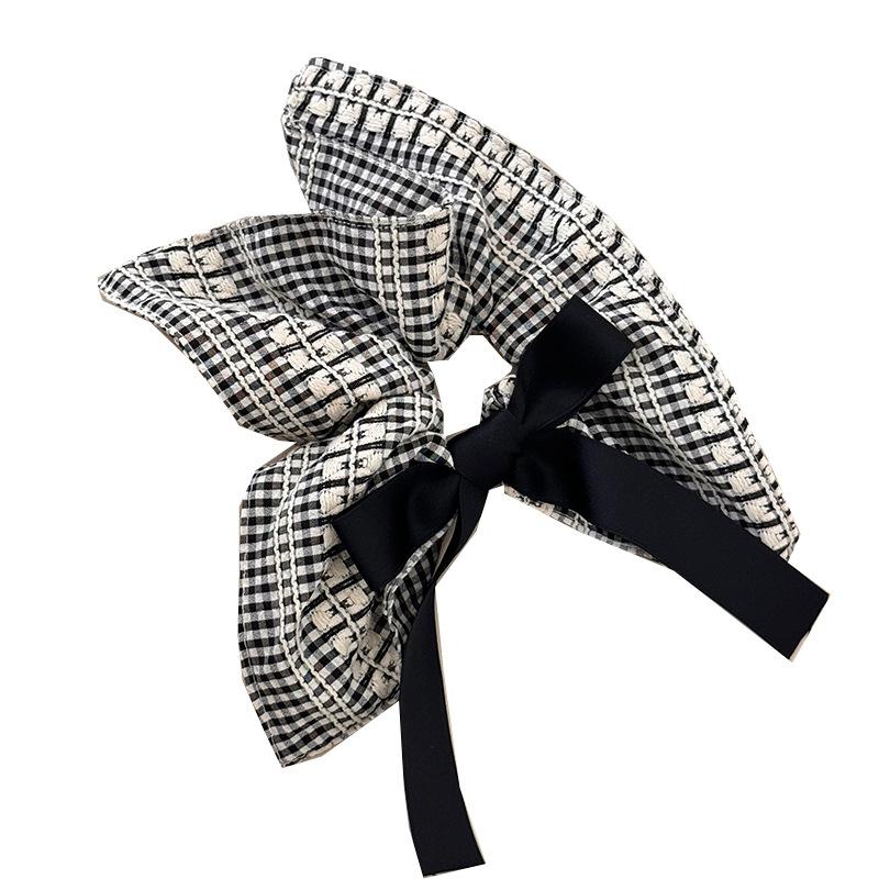 Schleife im Ballettstil, Haargummi für den Dickdarm, Nischendesign für Damen, Kariertes quadratisches Tuch, Haargummi und Dutt-Haarschmuck