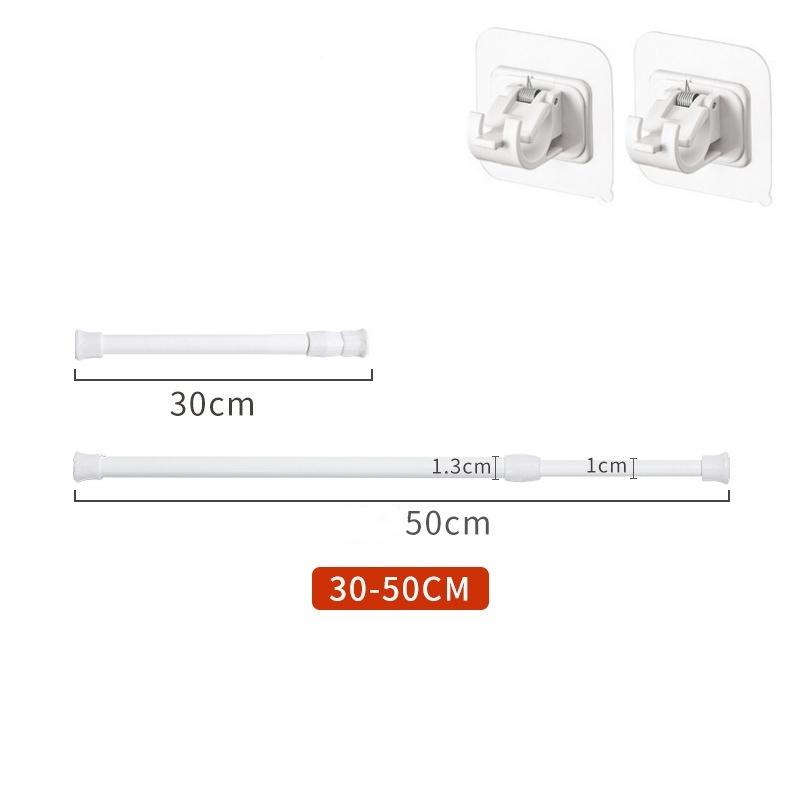 

Multi Purpose Spring Loaded Extendable Stick Useful Curtain Telescopic Pole with Hooks Durable Bathroom Product Hanger Household