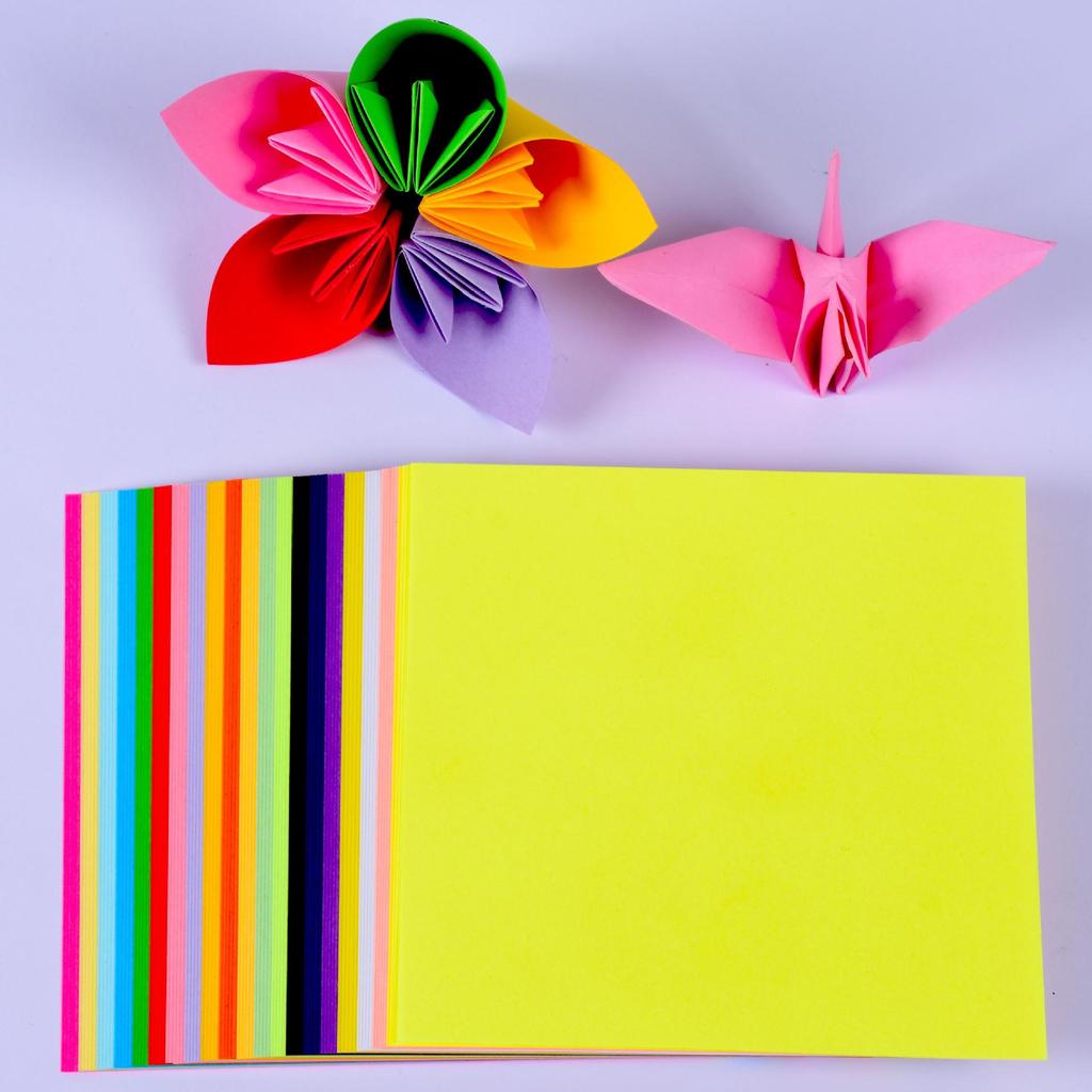 Children's Origami Craft Paper - 10 Colors DIY Square Sheets