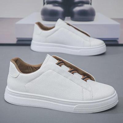 Men's Korean Casual Retro Sneakers - Elastic Hong Kong Style, Trendy Spring/Autumn White Shoes for Students