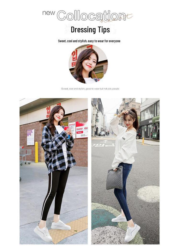 Women's 2024 Spring Thick-Soled White Fashion Sneakers