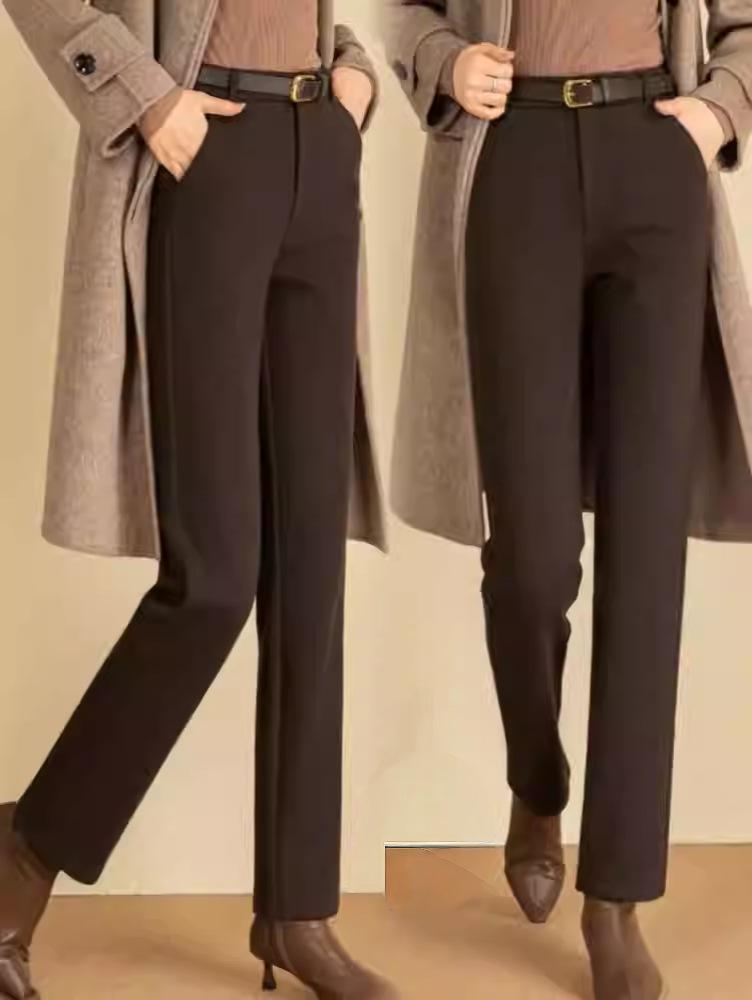 

2025 Autumn/Winter Women s High Waist Slim Fit Plus Velvet Casual Pants - Fashionable, Loose, Straight Leg Design L / 28 for 105-115 lbs