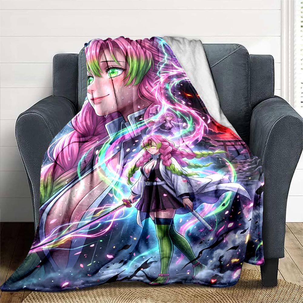1pc Mitsuri Kanroji Blanket, Gift, for Men and Women, Soft Blanket, Good for Sofa Bed Couch Travel, Lightweight Flannel Blanket