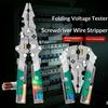Foldable Wire Stripping Pliers Multi-purpose Voltage Testing Cable Cutting Crimping Tool for Household Wiring Maintenance