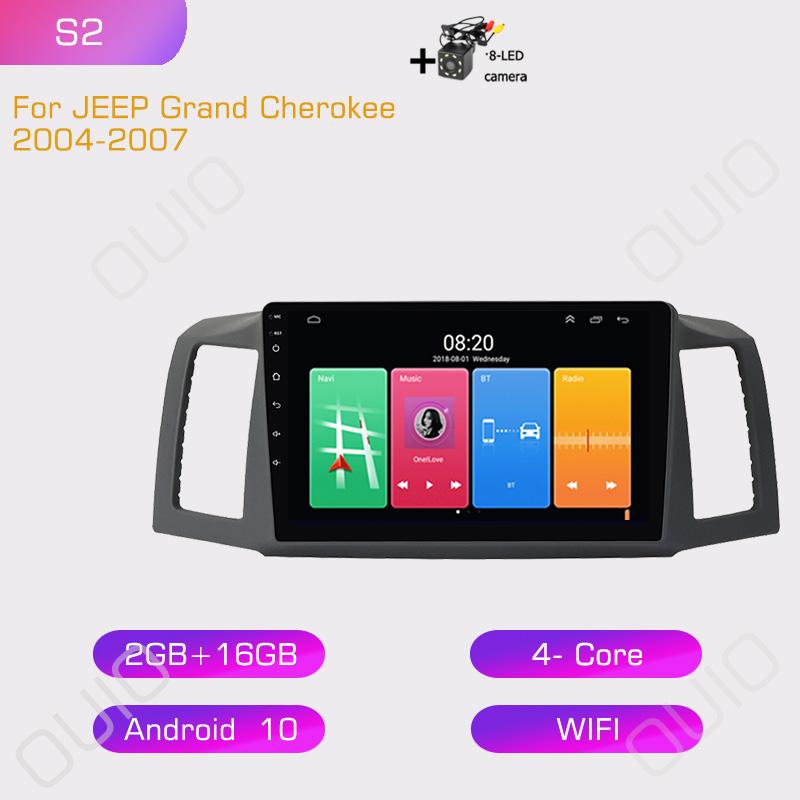 2din 8G+128G HD IPS Android 10 Car Radio Multimedia Player Carplay Auto GPS Navi DSP NO DVD For Jeep Grand Cherokee 2004-2007