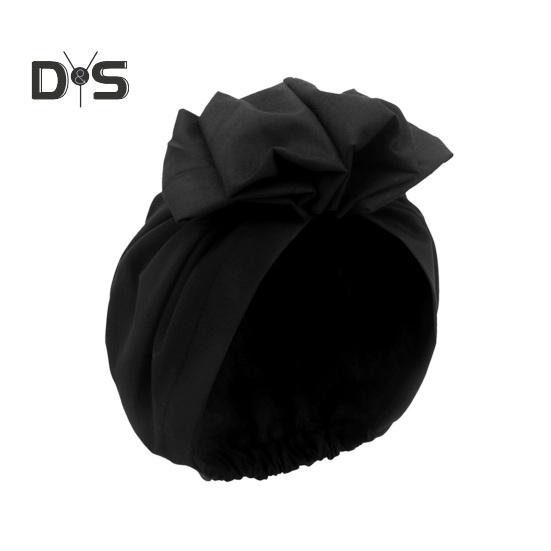 

Тюрбан шляпа ретро французский стиль цветочный декор женская шляпа однотонный дышащий ветрозащитный головной убор повседневная одежда чёрный