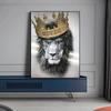 Lion with Crown Dignity Posters Wall Art Canvas Prints Modern Hd Animals Cool Painting for Living Room Office Home Decor Picture