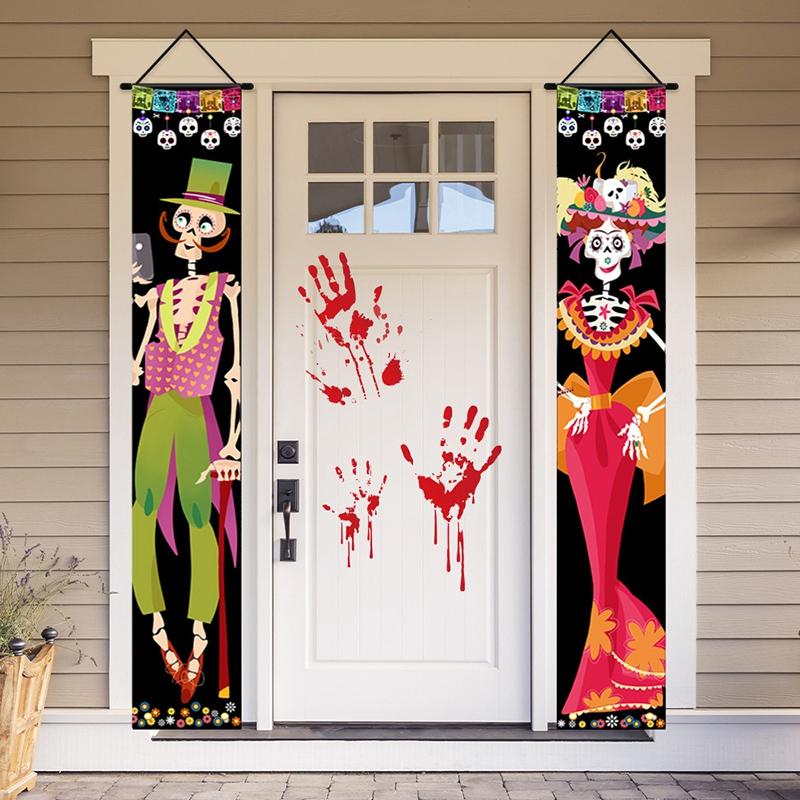Day of The Dead Decoration Halloween Decoration Outdoor Door Hanging Flags Mexican Party Scary Accessorie Home Decor