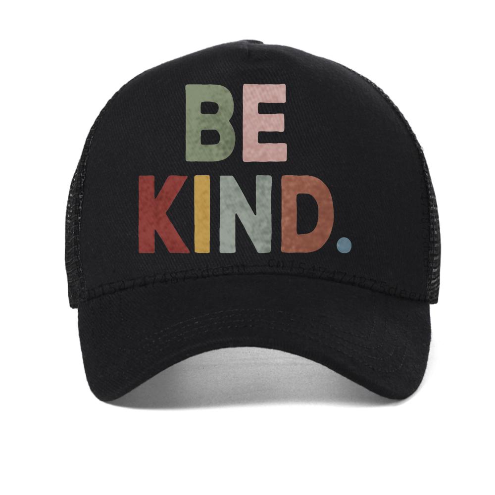 BE KIND Letter Baseball Cap Men's Summer Print Mesh Hat Outdoor Casual Sport Caps Adjustable Breathable Snapback Hats