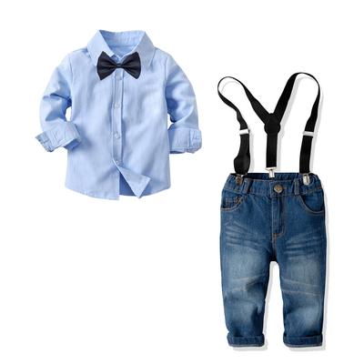 Boys Long-sleeved Shirt + Suspender Jeans, Gentleman Suits For Autumn And Winter New