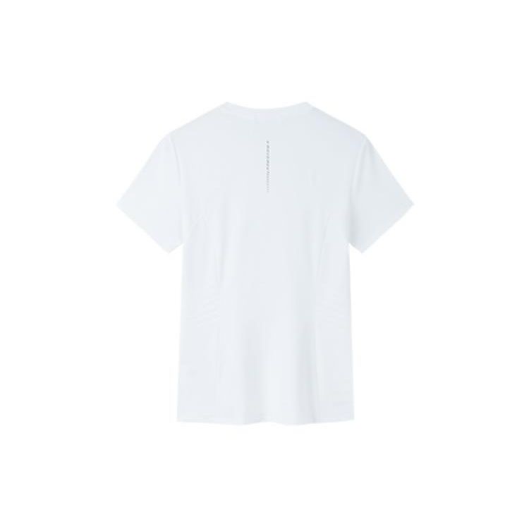 Anta Champion All-Weather Series Solid Color National Flag Round Neck Short Sleeve T-Shirt Women Tops Paper-White 162330116-1