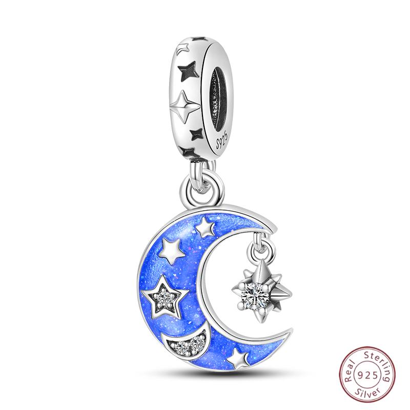 Copper Beaded Pendant Blue Shiny Zircon Suitable Original 3Mm Bracelet Women Fine Jewelry