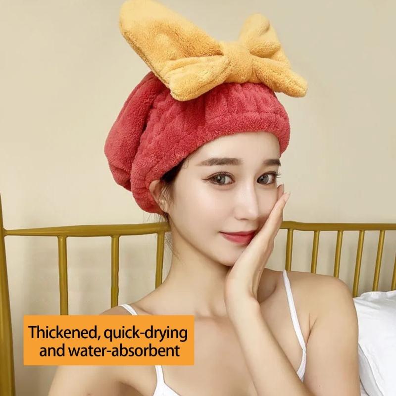 Absorbent Microfiber Hair Towel For Women Quick Drying Soft Bath Turban Elastic Design