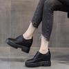 2025 Solid Color Cowhide Ankle Boots Women Thick Heel Platform Height Increasing Short Boots Ladies Winter Warm Shoes
