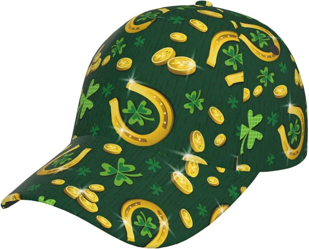 Shamrocks St Patrick's Day Funny St Patrick's Baseball Hats Women Men Adjustable Cap One Size Black Green