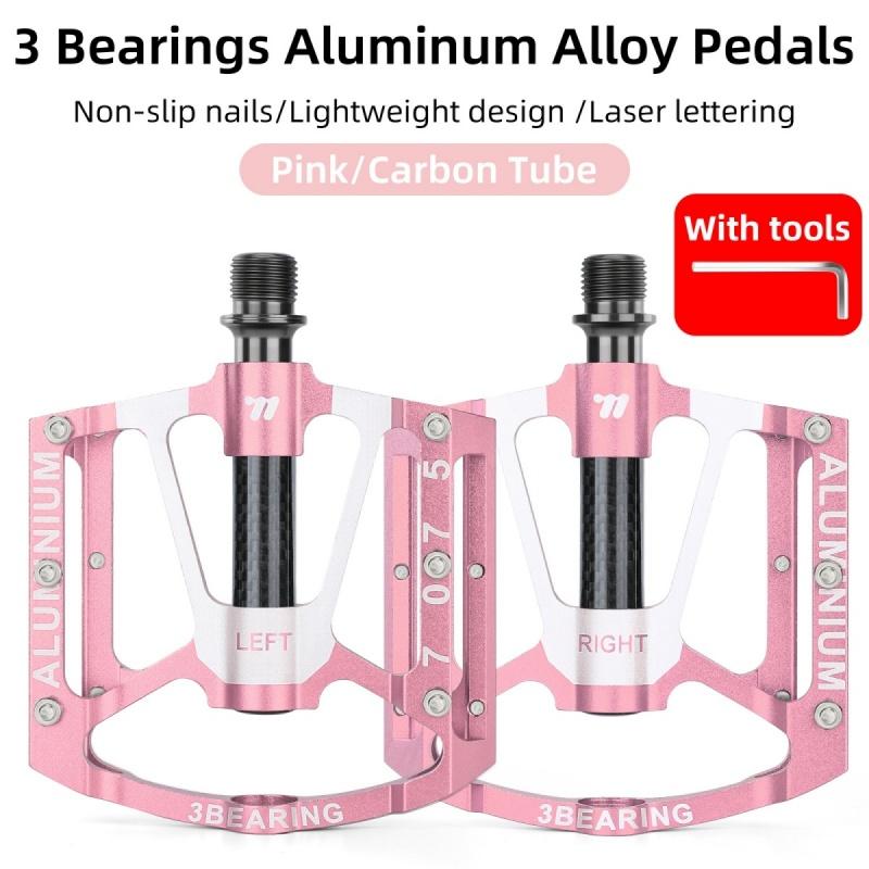 WEST BIKING Ultralight Bicycle Pedal CR-MO Axle 3 Bearings Bike Pedal Anti Slip Racing Pedal MTB Gravel Road Bike Accessories
