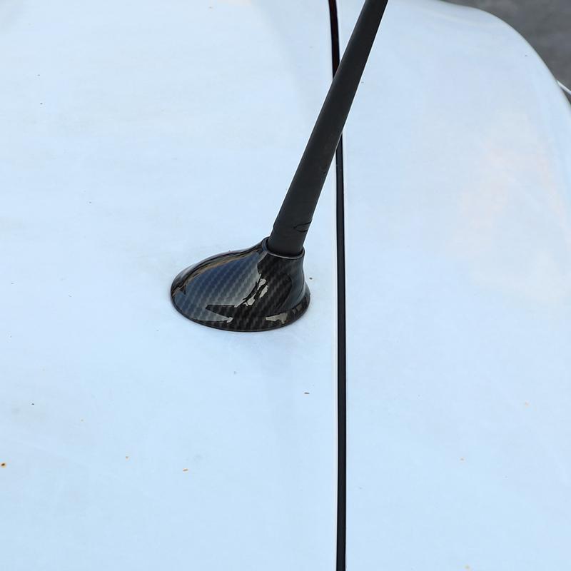 For Fiat 500 2011-2015 ABS Carbon fiber/Bright Silver Car Roof Antenna Cover Base Protection Decorative Cover Car Accessories