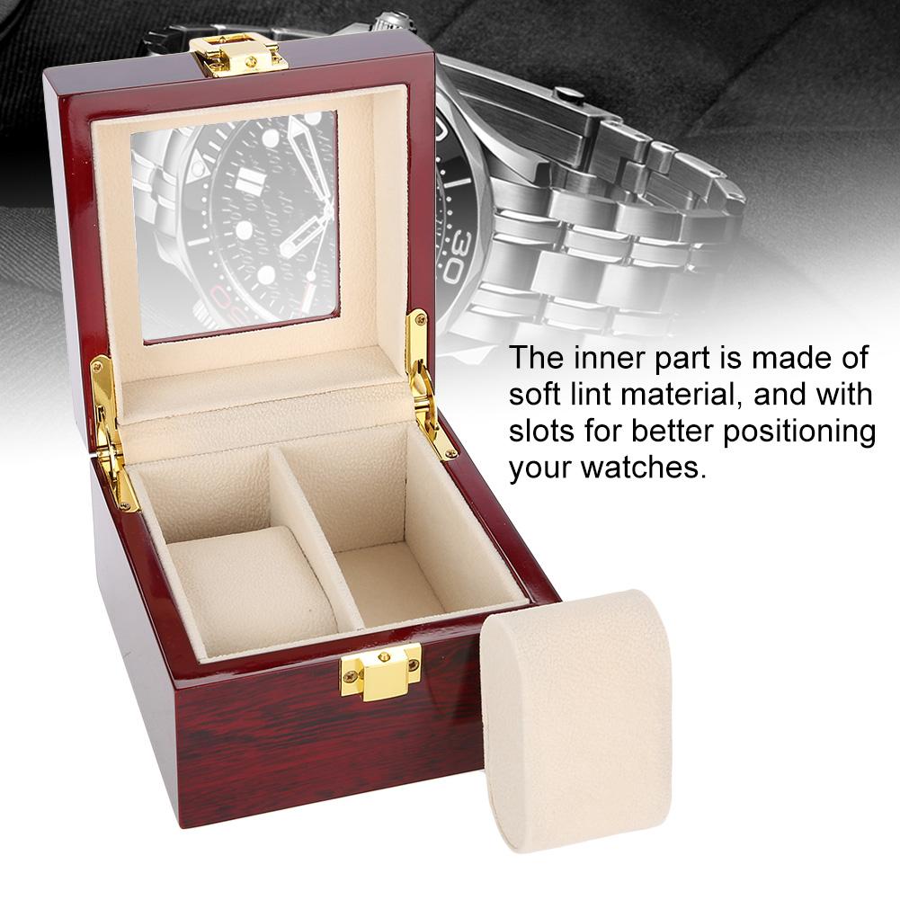 2 Grids Wooden Watch Holder Wristwatch Display Case Jewelry Storage Box   for Watches Collection Display Store