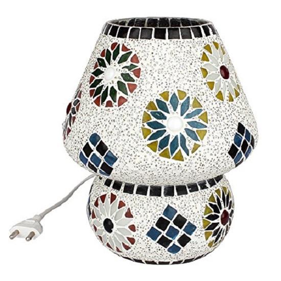 Glass Mosaic LED Mushroom Shaped Table Handcrafted Home Decor Lighting (Pack of 1)