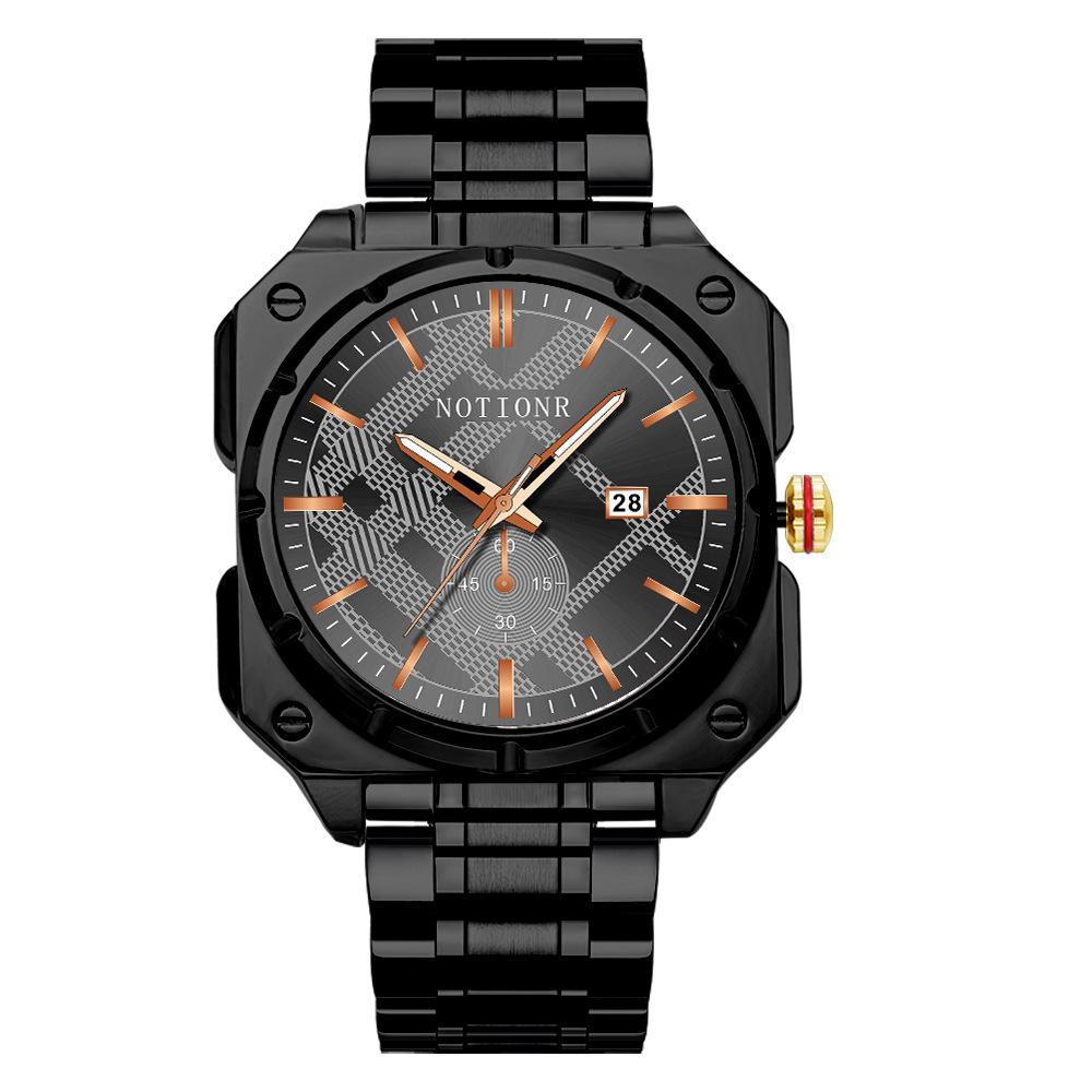 Concept Steel Belt Watch Male Personality Waterproof Calendar Luminous Square Quartz Watch