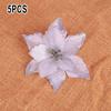 5/24PCS Glitter Artificial Poinsettia Christmas Tree Ornament Home Decor Flower