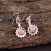 Black Rhodonite Gemstone 925 Sterling Silver Jewelry Handcrafted Earrings 1.80" EE-13-23