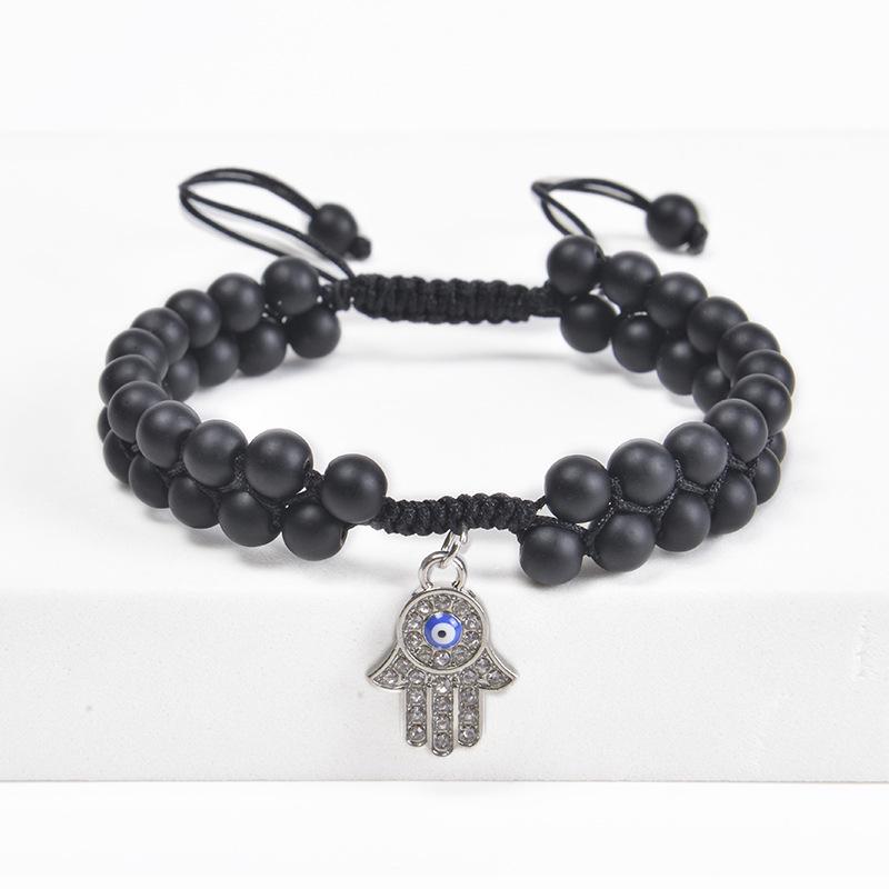 Women's Retro Fatima's Hand Evil Eye Bracelet with Crystal & Natural Stone