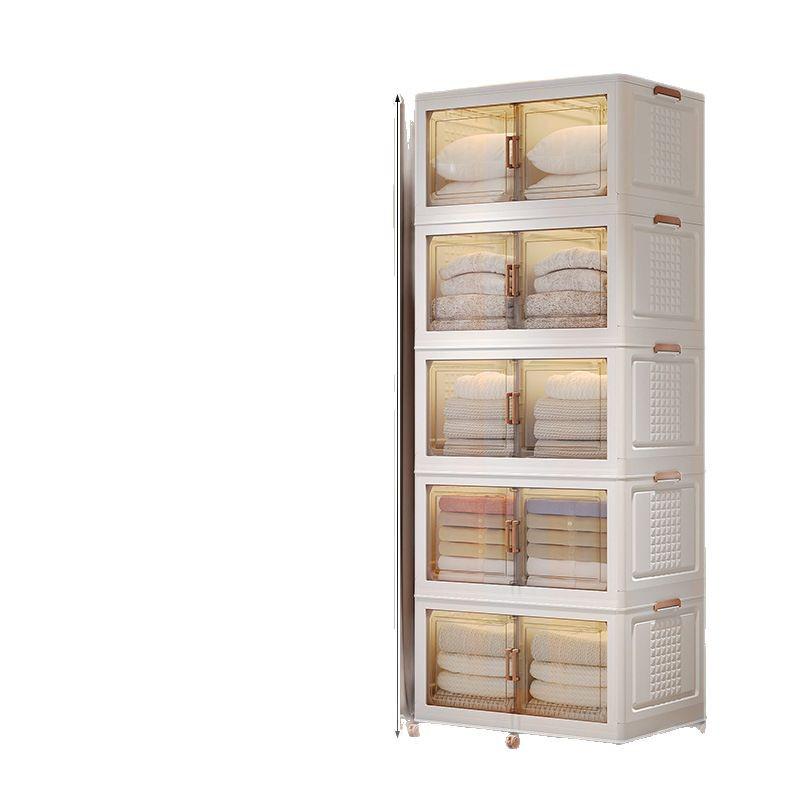 Folding Multi-layer Storage Cabinet for Clothes, Quilts, and Toys - No Installation Needed