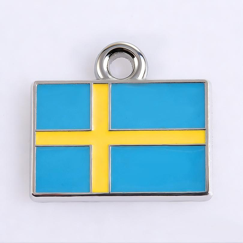 5pcs/Lot Different Countries Flags Enamel Charms For Jewelry Making Supplies Rectangle Silver Color Pendants Handmade Materials