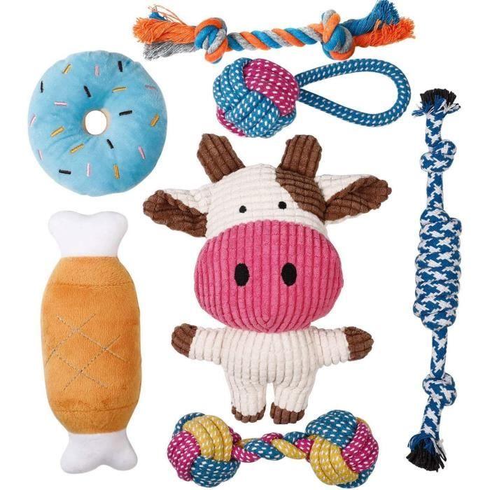 Toozey Jouet pour Chien - 7 Jouets Durables pour Chiots et Petits Chiens - Peluche Non Toxique en Coton Naturel