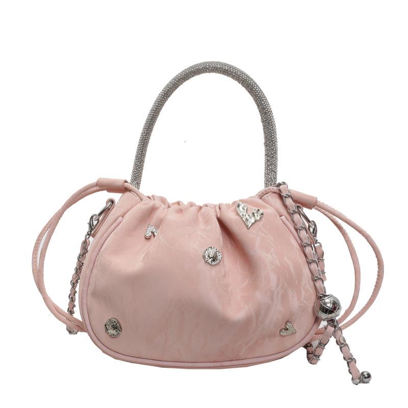 

Высококлассная нишевая сумка женская летняя новая модная цепочка сумка-мессенджер женская ручная плиссированная сумка-ведро розовый