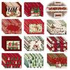 Holiday Party Supplies 4Pcs Christmas Linen Placemat Set, Cartoon Snowman Gingerbread Gnome Table Heat Insulation Pads Mat, Resistant Place