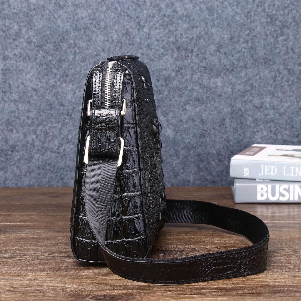 New Crocodile Bone Pattern Men's Single Shoulder Cross Bag, Fashionable and Casual Men's Bag, Trendy Bag, Outdoor Small Shoulder Bag