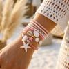 6Pcs Cute Bowknot Heart Bracelet Set For Women Pink Acrylic Beads Imitation Pearl Elastic Bangles Party Daily Sweet Jewelry