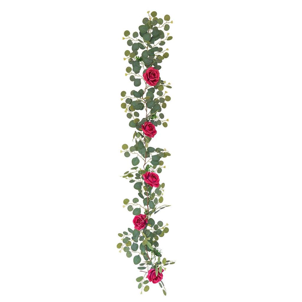 Artificial Eucalyptus Leaf and Rose Vine Home Decoration 