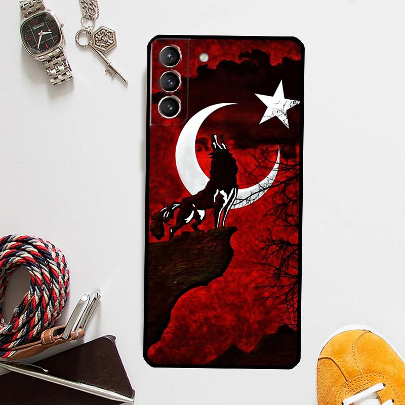 

Turkey Turkish Flag Wolf Phone Case For Samsung Galaxy S24 Ultra S22 Plus S20 S21 S23 FE Note 20 10 S8 S9 S10 Cover Galaxy S21Ultra