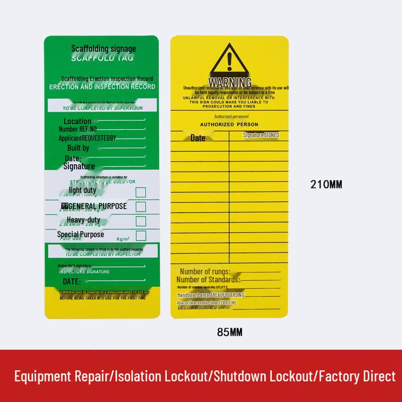 Industrial Safety Scaffolding Tag for Equipment Maintenance and Lockout/Tagout