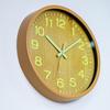 Luminous clock, wall clock for living room, wall-mounted watch, artistic luminous quartz clock, log style