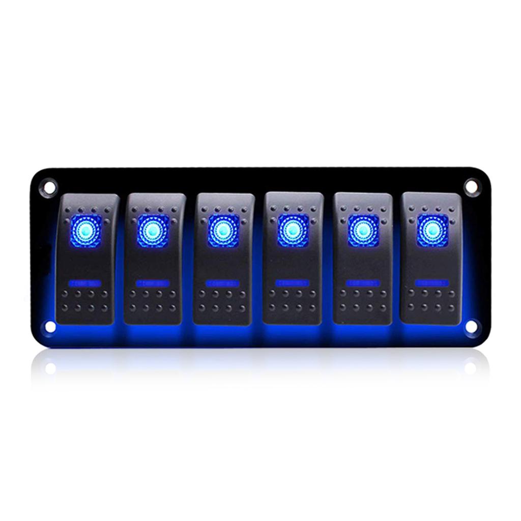 12V Switch Panel Rockers Light Toggle with Blue LED Light Indicator Easy n Waterproof Design for Vehicles Boats