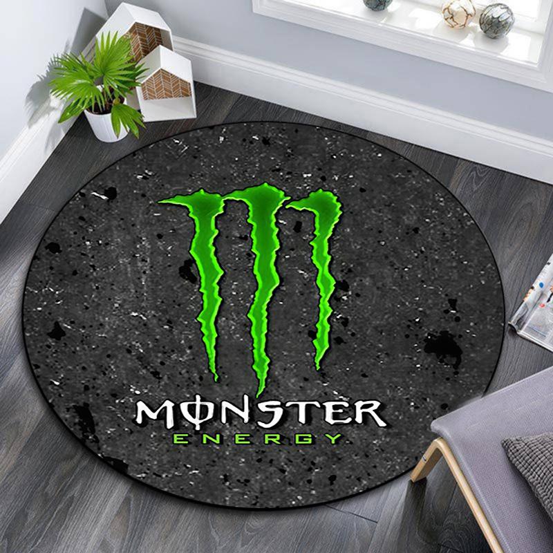Monster Energy Round Area Rug,Carpet Rug for Living Room Bedroom Sofa Playroom Decor,Non-slip Floor Mat